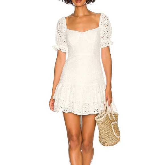 Astr Dresses & Skirts - ASTR the label white eyelet ruffle mini dress